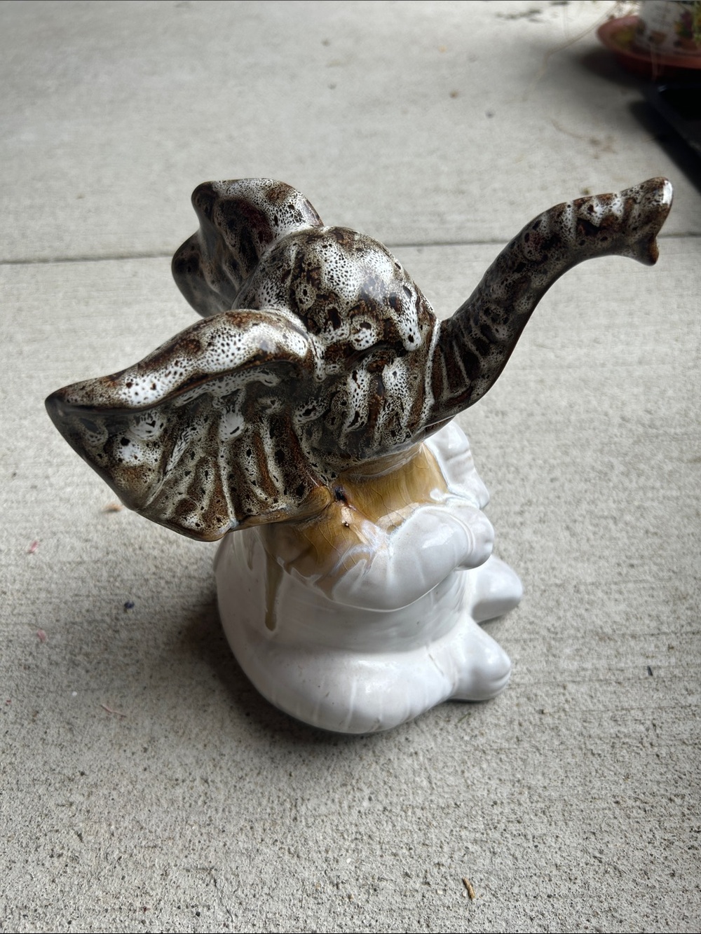 Ceramic Elephant Figurine in White and Brown no chips or cracks